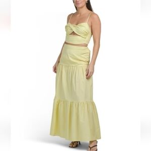 White Cropped Top And Skirt Set